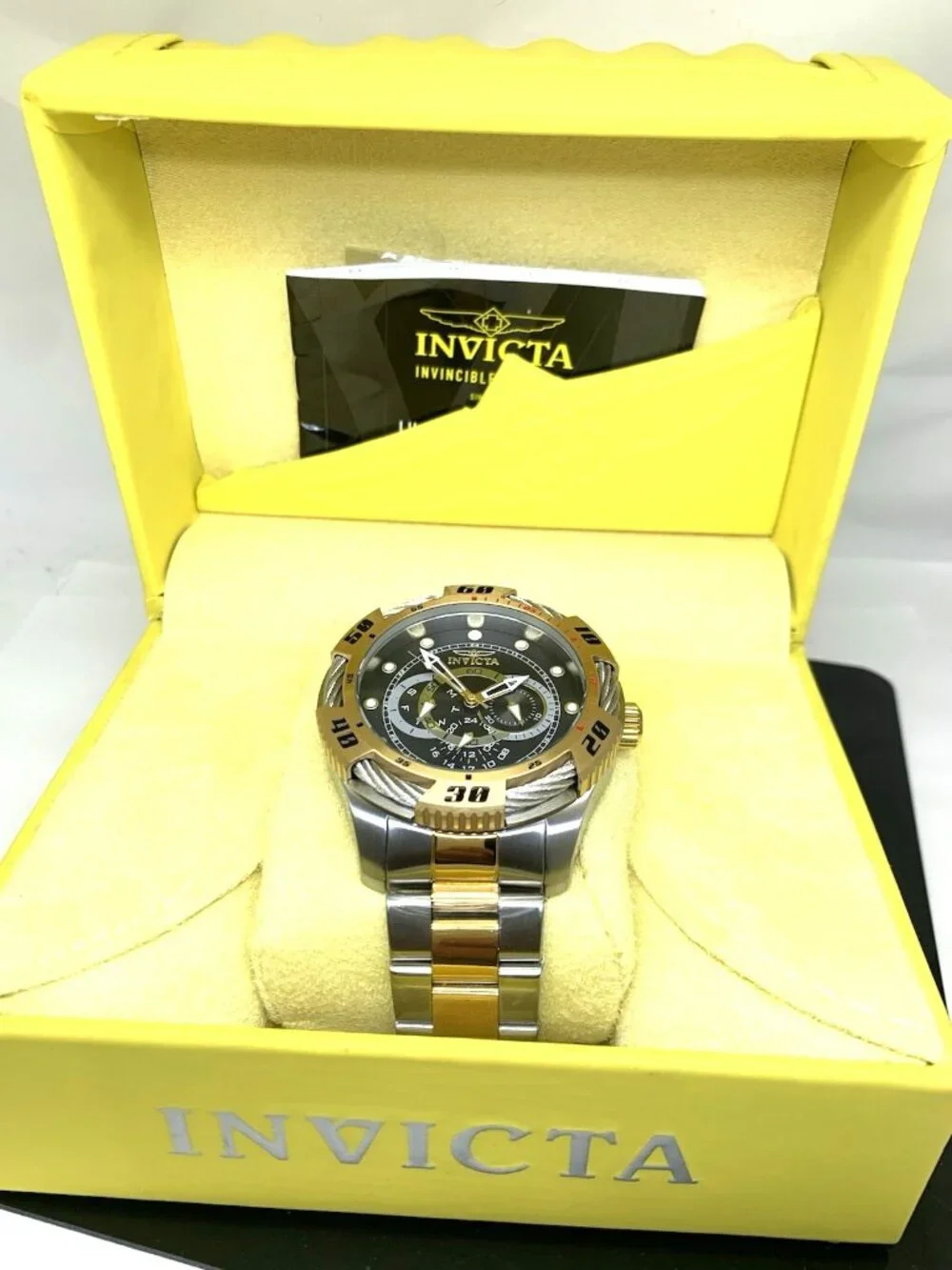 Invicta Men's Watch 45753 Speedway Quartz Chronograph Black Dial Two Tone 50mm